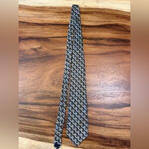 Oleg Cassini Black and Gray Geometric Tie